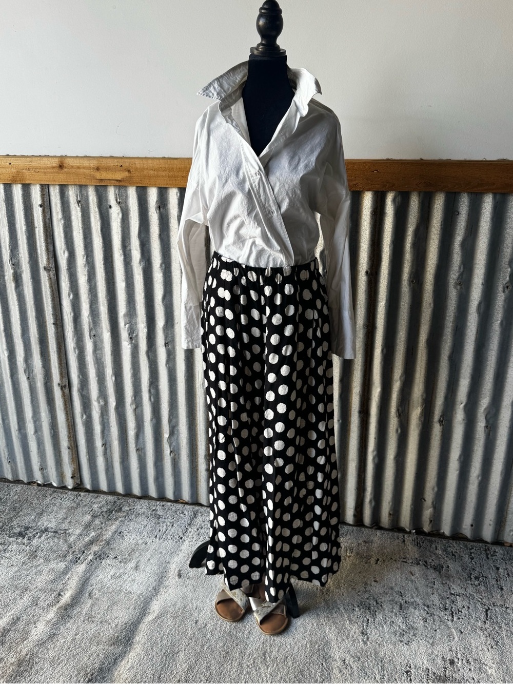 Umgee Polka Dot Wide Leg Pant